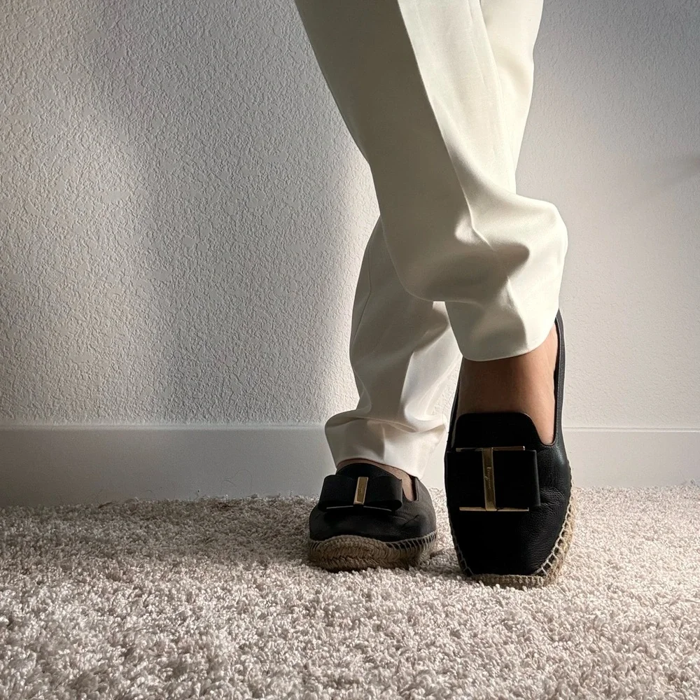 Salvatore Ferragamo Black Espadrilles with Gold Accent